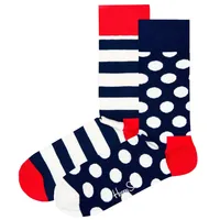 Happy Socks Uni Socken, 2er Pack - Classic Crew, Organic Baumwolle, Farbmix Big Dot 41-46