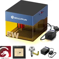 SCULPFUN iCube Pro 5W Graviermaschine mit Lightburn Lizenzschlüssel, Honeycomb Wabentisch und Air Assist Kit