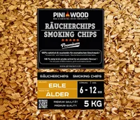 PINI 5 Kg Räucherchips Erle ohne Rinde 6-12 mm Smoking Chips Räucherspäne 18 Liter
