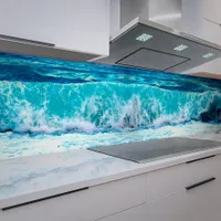 Küchenrückwand Ozeanwelle 60x400 cm, robuste ABS-Kunststoff Platte Monolith mit Direktdruck