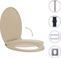 vidaXL Toilettensitz mit Absenkautomatik Quick-Release Beige Oval
