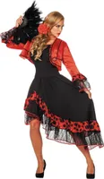 W4269-52 schwarz-rot Damen Spanierin-Seniora-Seniorita Kostüm-Kleid Gr.52