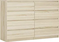 Kommode 8 Schubladen, Farbe: Sonoma Eiche, 138 x 101 x 39 cm