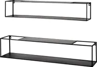 HAKU Möbel Wandregal 2er Set schwarz - Maße: B 85/95 cm x H 17/20 cm x T 17/20 cm; 22569
