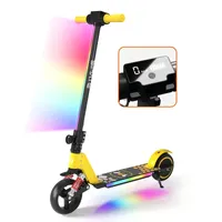 Elektroscooter Kinder Klappbar E-Scooter 14Km/h Mit LCD-Anzeige Cityroller Stoßdämpfende Funktion LED-Beleuchtung Elektroroller Gelb