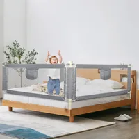 2 Seiten Baby Bettgitter Kinder Bettgitter Bettschutzgitter Höhenverstellbar Rausfallschutz für Bett grau（200cm*1 Seiten+180cm*1 Seiten）