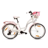 Goetze Mood 24 Zoll Mädchenfahrrad, 6-Gang, V-Bremse, LED, Korb mit Bezug