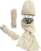 Damen Mütze Schal Touchscreen-Handschuhe Set