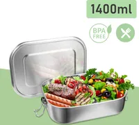 TolleTour 1400ml Brotdose ohne Plastik BPA frei brotdose edelstahl Edelstahl Lunchbox，1400ml