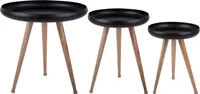 Leitmotiv - Beistelltisch-Set Tripod m. Beine aus Mangoholz – Schwarz