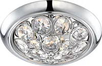 Deckenleuchte, rund, silber, 3 flammig, Kristalle