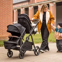 Baninni Luiz XL Duo Kinderwagen Schwarz – Innovative Lösung mit Extra Geräumigen, Wandelbaren Sitzen von der Geburt bis 22 kg