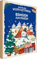 vianmo Drewniany znak 18x12 cm Weihnachtsgrüße BINGEN AM RHEIN