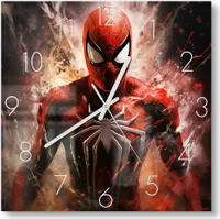 DEQOART Glasuhr 30x30 cm Zahlen 'Heldenschatten' Wanduhr Glas Uhr Design leise Küchenuhr