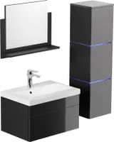 HOME DELUXE - Badmöbel-Set - WANGEROOGE Schwarz - Large - inkl. Waschbecken und komplettem Zubehör - Breite Waschbecken: ca. 60 cm I Badezimmermöbel Waschtisch Badmöbelset
