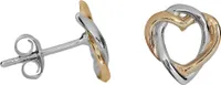 Silber Ohrstecker verschlungene Herzen Farbe - Gelbgold