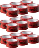 18x Klebeband " Vorsicht Glas " Packband rot Paketband PP 48 mm x 66 m Paket Band