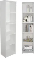 Bücherregal Aktenregal Standregal Raumteiler weiß mit 5 offenen Fächern aus MDF Holz | Breite 40 cm