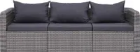 vidaXL 3-tlg. Garten-Sofagarnitur mit Kissen Grau Poly Rattan
