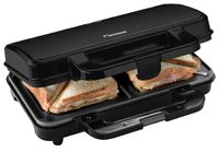 Bestron XL Sandwichmaker, Antihaftbeschichteter Sandwich-Toaster für 2 Sandwiches, 900 Watt, Farbe: Schwarz mattiert
