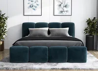 Polsterbett DONA 90 x 200 mit Matratze und Bettkasten. Farbe: Blau