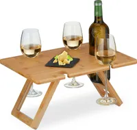 relaxdays Eckiger Picknick Weintisch aus Bambus
