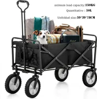Bollerwagen Faltbar, Für Camping Einkaufen, Belastbar Bis 150kg, Handwagen, Faltwagen 360 ° Drehbar