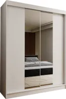 Masseno Schiebetürenschrank LUCENZA 150 cm Kleiderschrank Schlafzimmer Schrank 2-türig mit Spiegel Weiß