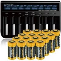 8násobná rychlonabíječka a 16 kusů Li-Ion baterie CR123 A s 3,7 V, 760 mAh