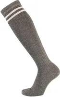 krautwear Damen Mädchen Kniestrümpfe 2 Streifen Gestreift (grau)
