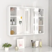 vidaXL Spiegelschrank mit LED Hochglanz-Weiß 76x15x55 cm