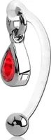 viva-adorno Intimpiercing KVV Christina Bioflex Piercing Banane Kristall Tropfen Anhänger Bauchnabelpiercing Z550, rot