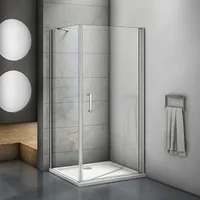Pendeltürx Seitenwand:100x90cmxH.195cm Eckig Duschkabine Eckeinstieg 5mm ESG Sicherheitsglas Duschwand Duschabtrennung