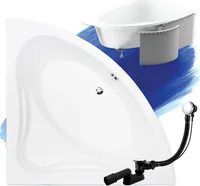 BADLAND Eckbadewanne Badewanne Mia 130x130 mit Ablaufgarnitur, Füßen und Styroporverkleidung GRATIS