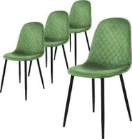 ML-Design 4er Set Esszimmerstuhl mit Rückenlehne, Salbei, aus Samt