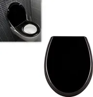 Sessamen-LP Pokrywa toalety z mechanizmem cichego zamykania Deska sedesowa Deska sedesowa z twardego plastiku, 45 x 38 cm, czarna
