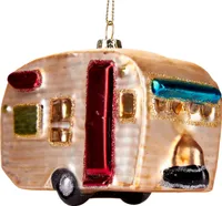 BRUBAKER Caravan - Ručně malovaná skleněná vánoční ozdoba - ozdoba na vánoční stromeček figurky vtipná dekorace přívěsek ozdoba na stromeček - 11 cm