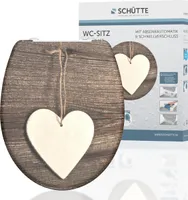 SCHÜTTE WC Sitz WOOD HEART, Duroplast Toilettendeckel mit Absenkautomatik und Schnellverschluss, Klobrille, Toilettensitz