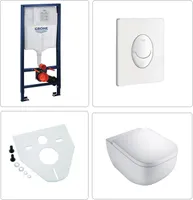 VIGOUR DERBY Wand WC spülrandlos mit Grohe Vorwandelement und Drückerplatte weiß