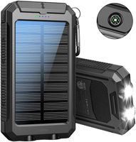 Solar Powerbank 30000mAh Wasserdichtes Solar Ladegerät USB Externer Akku mit 2 Outputs, Power Bank für Smartphones, Tablets und mehr, mit Taschenlampe und Compas