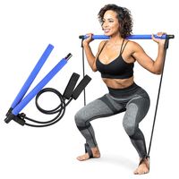 Pilates Bar Kit with Resistance Bands - Portable Pilates Exercise Bar Kit for Women & Men, 3-Section Stick Squat Yoga Pilates Flexbands for Full Body Shaping Home Gym Office ,Blau