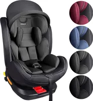 Kindersitz drehbar 360° mit ISOFIX und Liegefunktion mitwachsend I 0-36 kg, 0-12 Jahre, Gruppe 0/1/2/3 I 5-Punkt-Gurt und 3-Punkt-Gurt I Bezug abnehmbar, waschbar I ECE i-Size 129R, Farbe:Schwarz/Grau