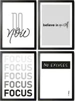 4er Poster Set Premium Bilder Motivation Spruch Kunstdruck Deko A4 Wandbild