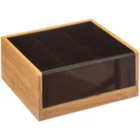 5five Simply Smart Teebox 6 Fächer aus Bambus Kunststoff braun 10cm x 21,8cm x 21cm