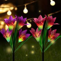 3 Stück Lilie Solarleuchten Mit 12 Wechselnden Lily Blume LED-Leuchten Solarlicht IP65 Wasserdicht für Außen Garten Rasen Terrasse Hof Weg Blau, Lila /& Weiß Solarleuchte Garten für Außen