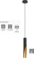 EGLO LED-Hängeleuchte Barbotto in Schwarz/Gold Hängelampe Lampe Leuchte GU10