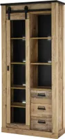 Vitrinenschrank Sherwood - Old Style Landhaus mit LED-Rückwandbeleuchtung