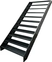 Oceľové rebrinové schodiskové stupne 11 stupňov - pozinkované a antracitovo práškovo lakované - (š x v x h) 80 x 209 x 215 cm