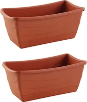 2x Pflanzschale Eckig aus Kunststoff Terracotta 26 x 13 cm Blumenkasten Blumentopf Pflanzentopf Pflanzgefäß
