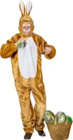 O826-160-175 braun-weiß Damen Herren Hasen Kostüm Bunny Overall Gr.160-175